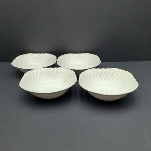 Johnson Brothers Regency Square Cereal Bowls White Swirl Soup Dessert Bowls